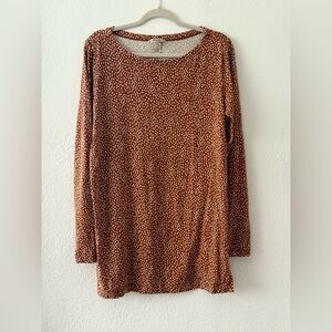 Duluth Trading Co Rust Patterned Long Sleeve Tunic Top Size L